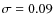 $\sigma = 0.09$