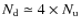 $N_{\rm d} \simeq 4\times N_{\rm u}$