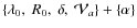 $\{\lambda_0,~ R_0,~ \delta,~ {\cal V}_a\} + \{\alpha\}$