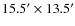 $15.5^{\prime}\times13.5^{\prime}$