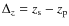 $\Delta_z=z_{\rm s}-z_{\rm p}$