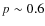 $p\sim0.6$