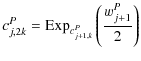 $\displaystyle c_{j,2k}^P = {\rm Exp}_{c_{j+1,k}^P} \left(\frac{w_{j+1}^P}{2}\right)$