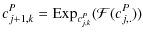 $\displaystyle c_{j+1,k}^P = {\rm Exp}_{c_{j,k}^P} ( \mathcal{F}(c_{j,.}^P))$