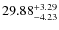 $ 29.88^{\rm + 3.29}_{- 4.23}$