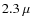 $2.3~\mu$
