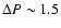 $\Delta P \sim 1.5$