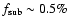 $f_{\rm sub}\sim 0.5\%$