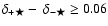 $\delta_{+\bigstar} - ~\delta_{-\bigstar} \ge 0.06$