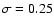 $\sigma = 0.25$