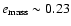$e_{\rm mass}\sim0.23$