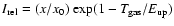 $I_{\rm rel} = (x/x_0)~{\rm exp}{ (1-T_{\rm gas} / E_{\rm up} ) }$