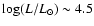 $\log(L/L_{\odot})\sim4.5$