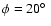 $\phi = 20\hbox {$^\circ $ }$