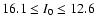 $16.1 \le I_0 \le 12.6$