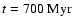 $t=700~\mbox{Myr}$