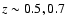 $z \sim 0.5, 0.7$