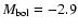 $M_{\rm bol} = -2.9$