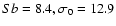 $Sb = 8.4, \sigma_0 = 12.9$