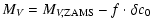 $\displaystyle M_V=M_{V,\rm ZAMS}-f\cdot\delta c_0$