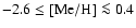 $-2.6 \leq \rm [Me/H] \la 0.4$