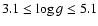 $3.1 \leq \log g \leq 5.1$