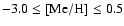 $-3.0 \leq\rm [Me/H] \leq 0.5$