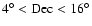 $4^{\circ}<{\rm Dec}<16^{\circ}$