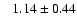 $ ~~~ 1.14 \pm 0.44 $