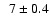 $~~ 7 \pm 0.4 $
