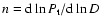 $n= {\rm d} \ln P_{\rm t} / {\rm d} \ln D$