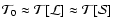 ${\cal T}_{0} \approx {\cal T}[{\cal L}]
\approx {\cal T}[{\cal S}]$