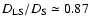 $D_{\rm LS}/D_{\rm S}\simeq 0.87$