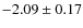 $-2.09\pm0.17$