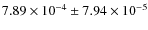 $7.89\times 10^{-4}\pm7.94\times 10^{-5}$
