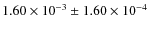 $1.60\times 10^{-3}\pm1.60\times 10^{-4}$