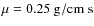 $\mu=0.25 ~\rm g/cm~s$