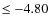 $\leq - 4.80$