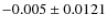 $-0.005\pm0.0121$