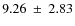 $9.26~ \pm~ 2.83$