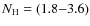 $N_{\rm H} = (1.8{-}3.6)$