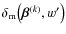 $\delta_{\rm m}\big(\vec{\beta}^{(k)},w'\big)$