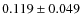 $ 0.119\pm 0.049$