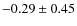 $-0.29\pm0.45$