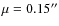 $\mu=0.15''$