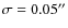 $\sigma=0.05''$