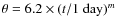$\theta=6.2 \times (t/1~{\rm day})^m$