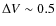 $\Delta V \sim 0.5$