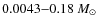 $0.0043{-}0.18~M_{\odot}$