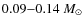 $0.09{-}0.14~M_{\odot}$